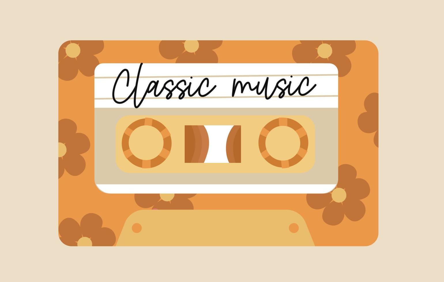 adorable cassette jaune avec de la musique classique. illustration vectorielle de y2k, années 1990, conception graphique des années 1980 pour autocollant, affiche, t-shirt graphique. vecteur