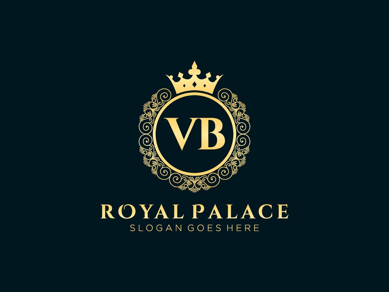 lettre vb logo victorien de luxe royal antique avec cadre ornemental. vecteur