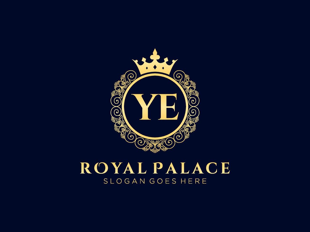 lettre ye logo victorien de luxe royal antique avec cadre ornemental. vecteur