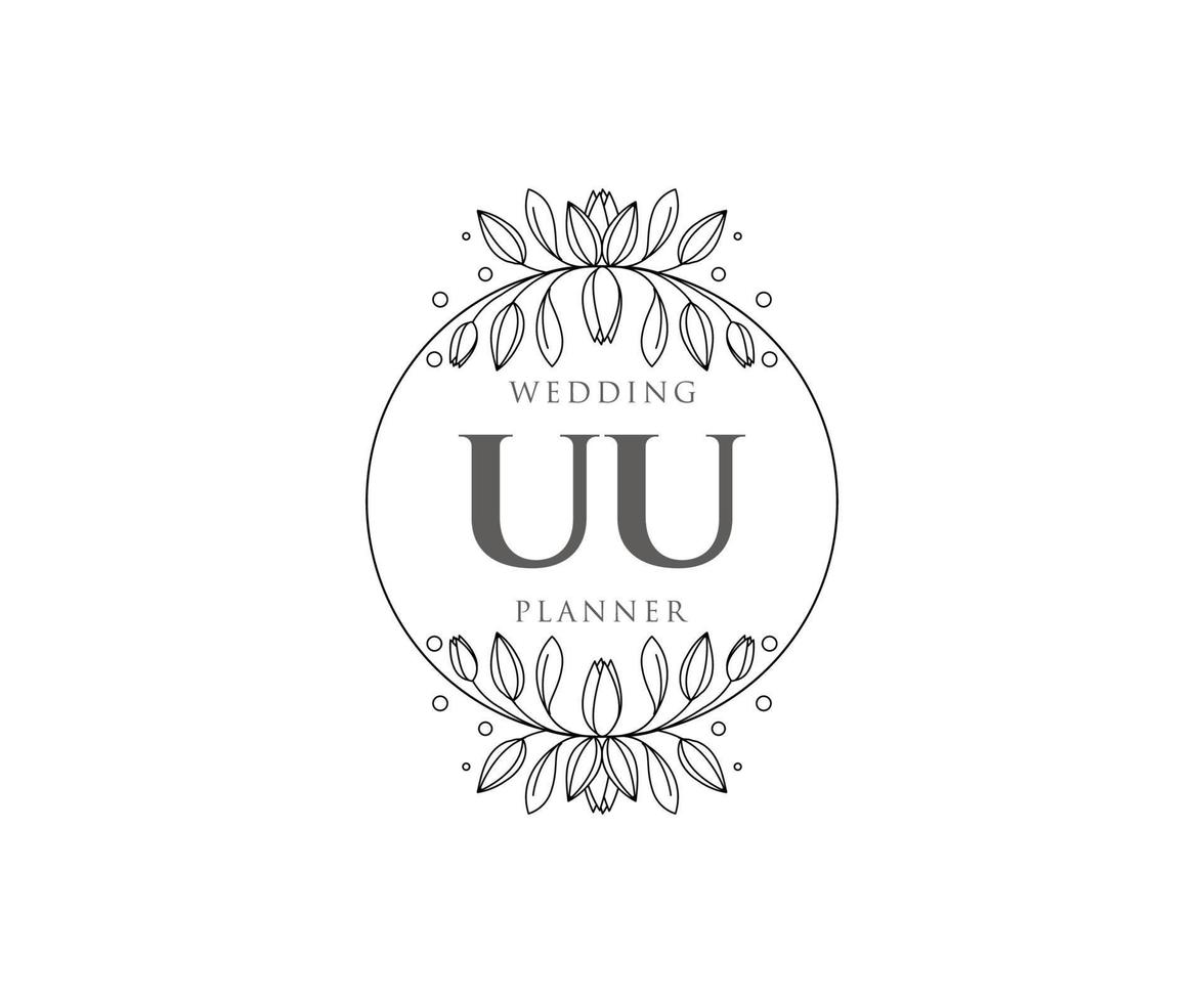 collection de logos de monogramme de mariage lettre initiales uu, modèles minimalistes et floraux modernes dessinés à la main pour cartes d'invitation, réservez la date, identité élégante pour restaurant, boutique, café en image vectorielle vecteur