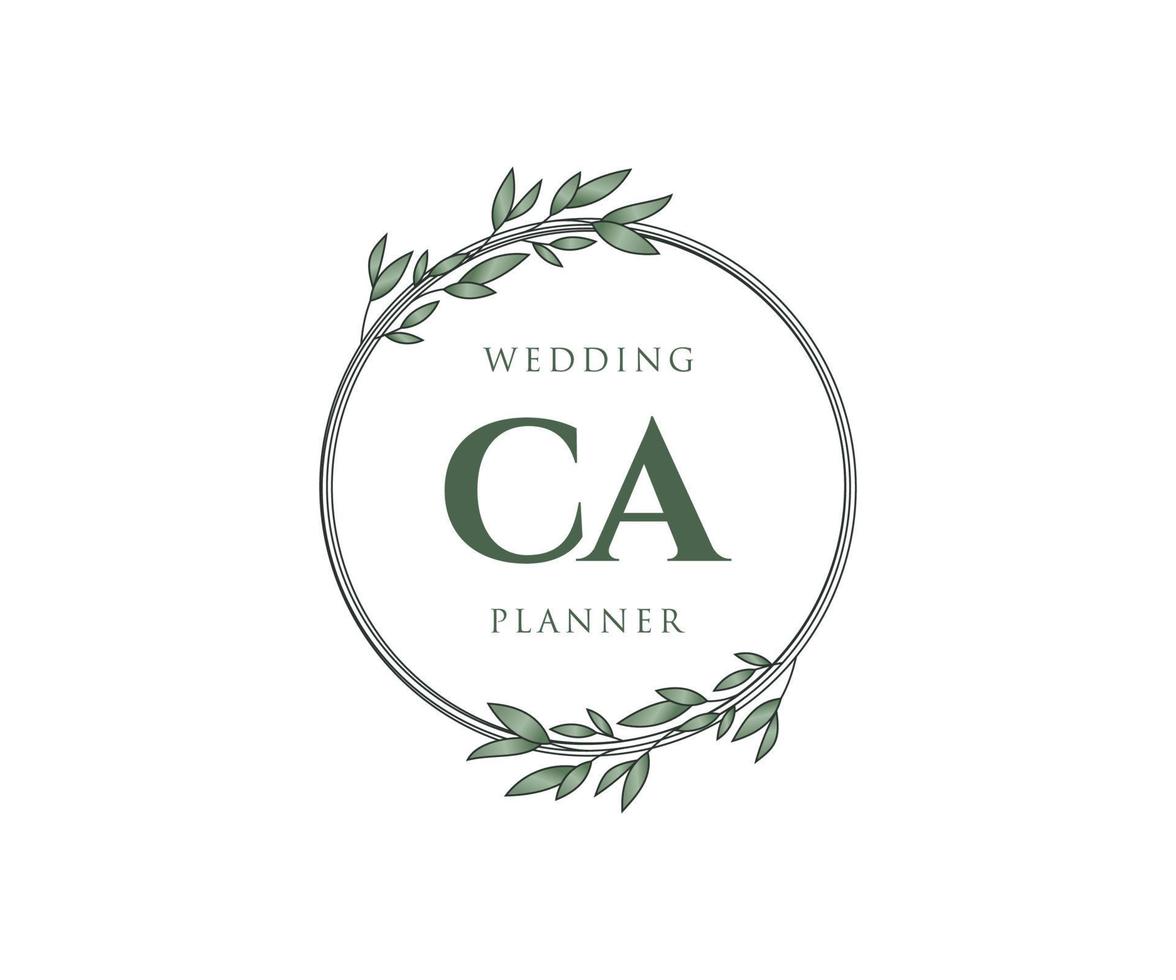 ca initiales lettre mariage monogramme logos collection, modèles minimalistes et floraux modernes dessinés à la main pour cartes d'invitation, réservez la date, identité élégante pour restaurant, boutique, café en image vectorielle vecteur