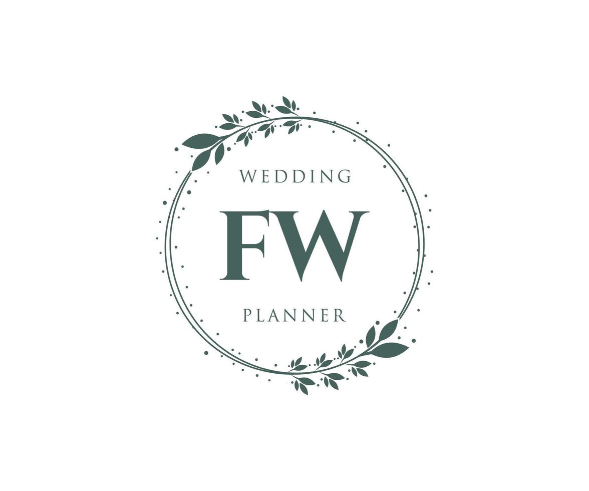 fw initiales lettre collection de logos de monogramme de mariage, modèles minimalistes et floraux modernes dessinés à la main pour cartes d'invitation, réservez la date, identité élégante pour restaurant, boutique, café en image vectorielle vecteur