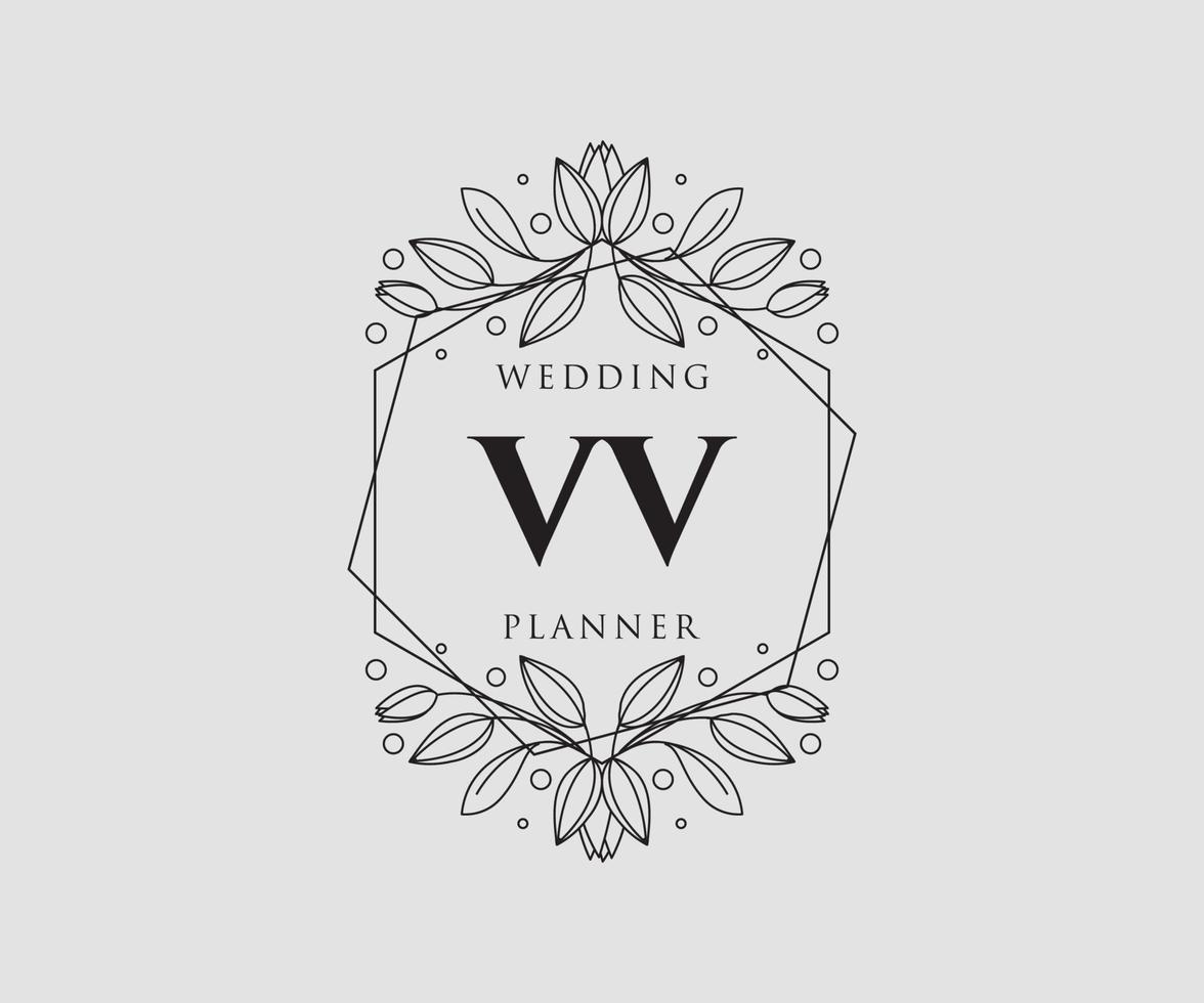 vv initiales lettre mariage monogramme logos collection, modèles minimalistes et floraux modernes dessinés à la main pour cartes d'invitation, réservez la date, identité élégante pour restaurant, boutique, café en image vectorielle vecteur