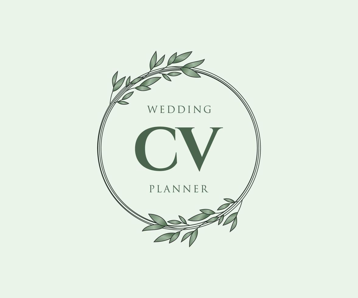 cv initiales lettre mariage monogramme logos collection, modèles minimalistes et floraux modernes dessinés à la main pour cartes d'invitation, réservez la date, identité élégante pour restaurant, boutique, café en image vectorielle vecteur