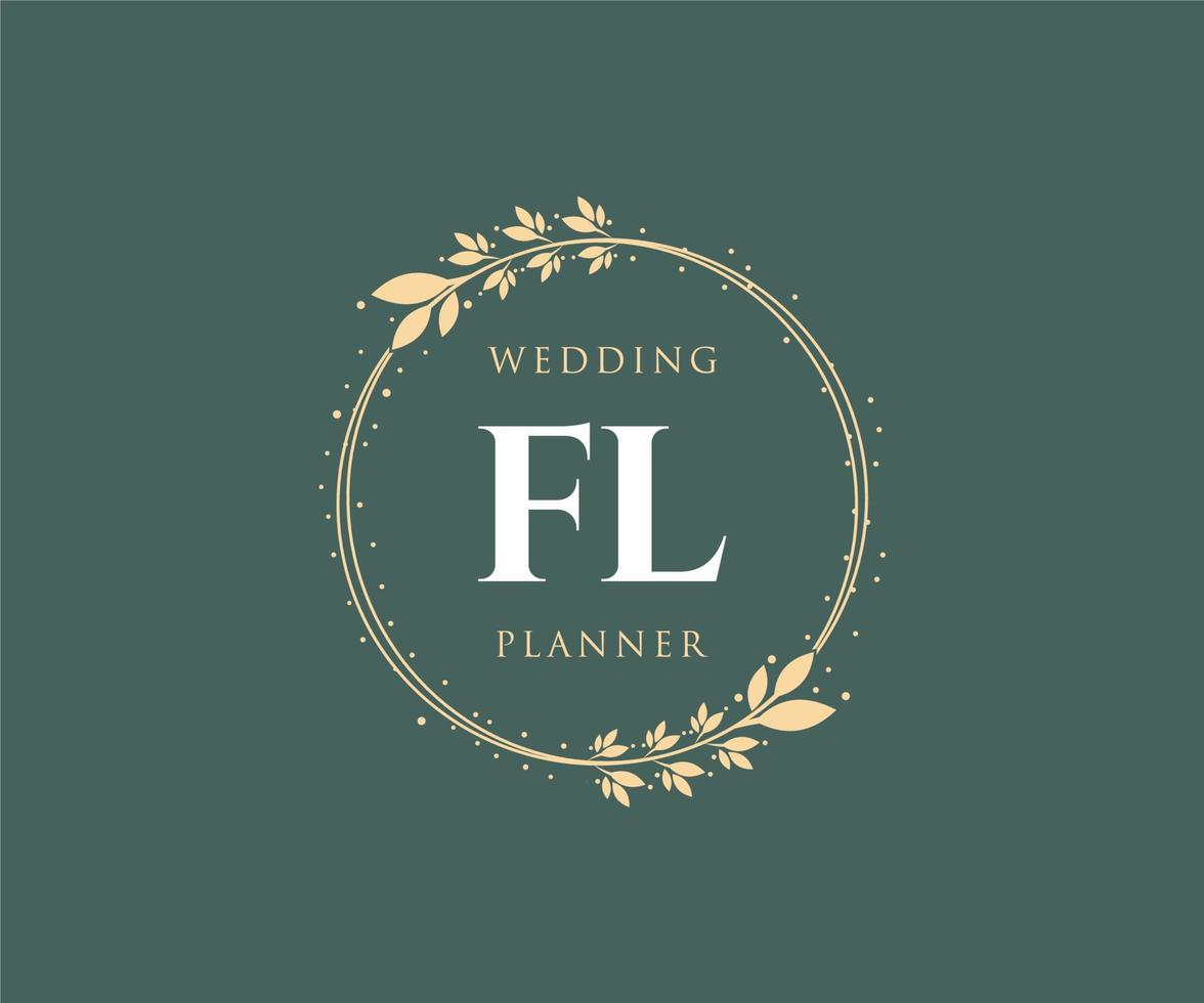 fl initiales lettre mariage monogramme logos collection, modèles minimalistes et floraux modernes dessinés à la main pour cartes d'invitation, réservez la date, identité élégante pour restaurant, boutique, café en image vectorielle vecteur