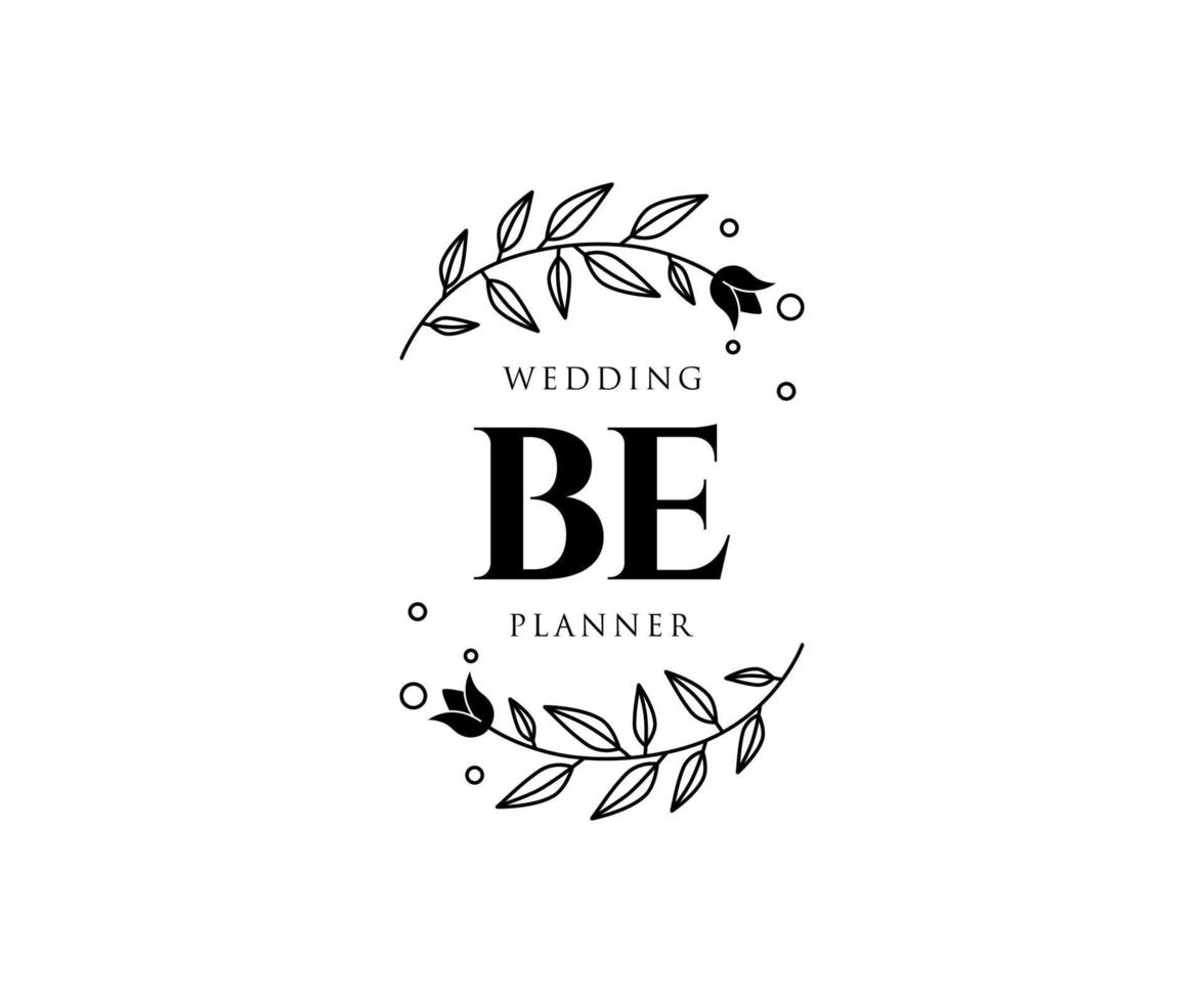 être initiales lettre mariage monogramme logos collection, modèles minimalistes et floraux modernes dessinés à la main pour cartes d'invitation, réservez la date, identité élégante pour restaurant, boutique, café en image vectorielle vecteur