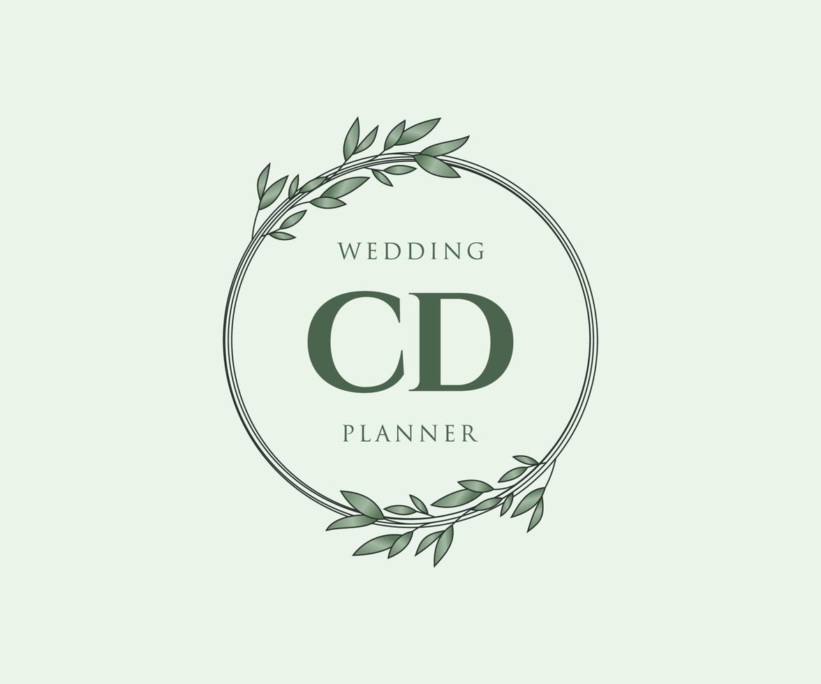 cd initiales lettre mariage monogramme logos collection, modèles minimalistes et floraux modernes dessinés à la main pour cartes d'invitation, réservez la date, identité élégante pour restaurant, boutique, café en image vectorielle vecteur