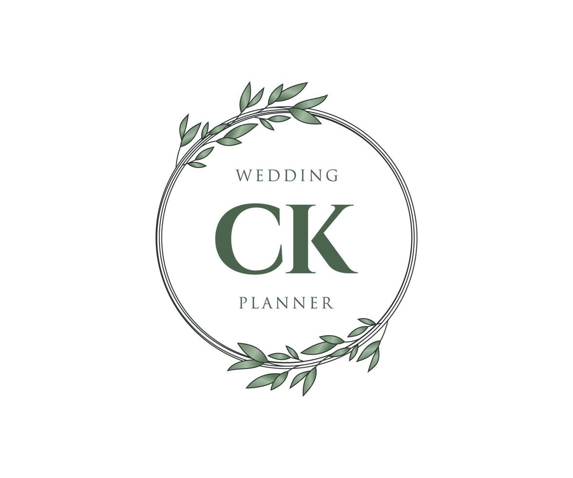 ck initiales lettre mariage monogramme logos collection, modèles minimalistes et floraux modernes dessinés à la main pour cartes d'invitation, réservez la date, identité élégante pour restaurant, boutique, café en image vectorielle vecteur