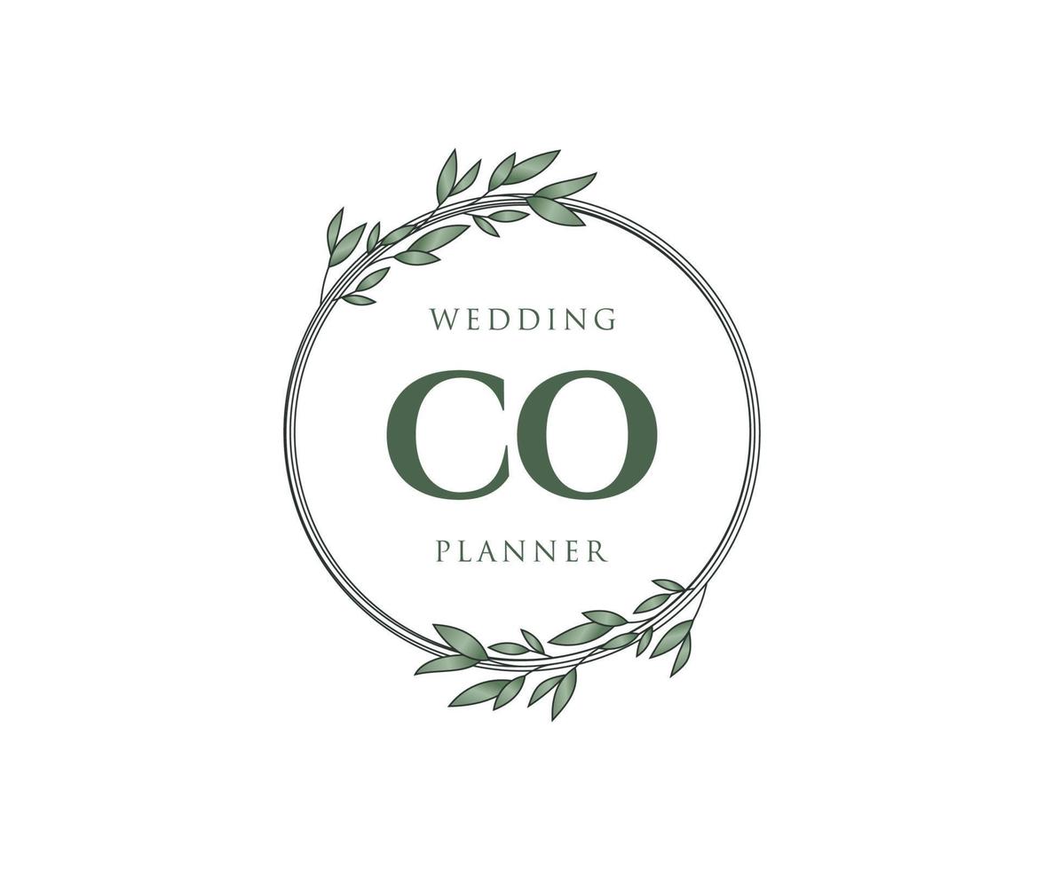 co initiales lettre mariage monogramme logos collection, modèles minimalistes et floraux modernes dessinés à la main pour cartes d'invitation, réservez la date, identité élégante pour restaurant, boutique, café en image vectorielle vecteur