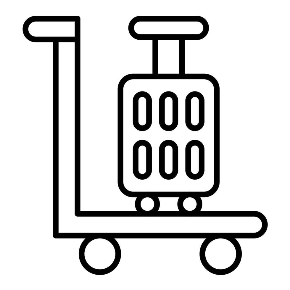 icône de ligne de chariot à bagages vecteur