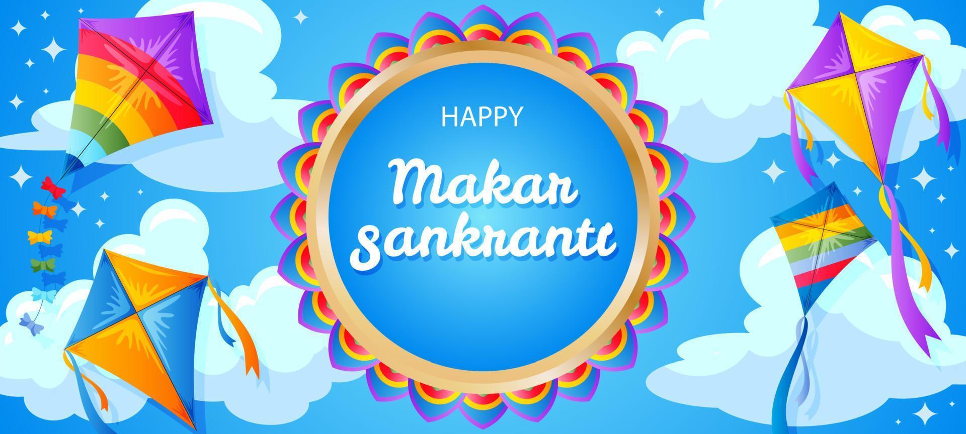 heureux makar sankranti avec concept de mandala vecteur