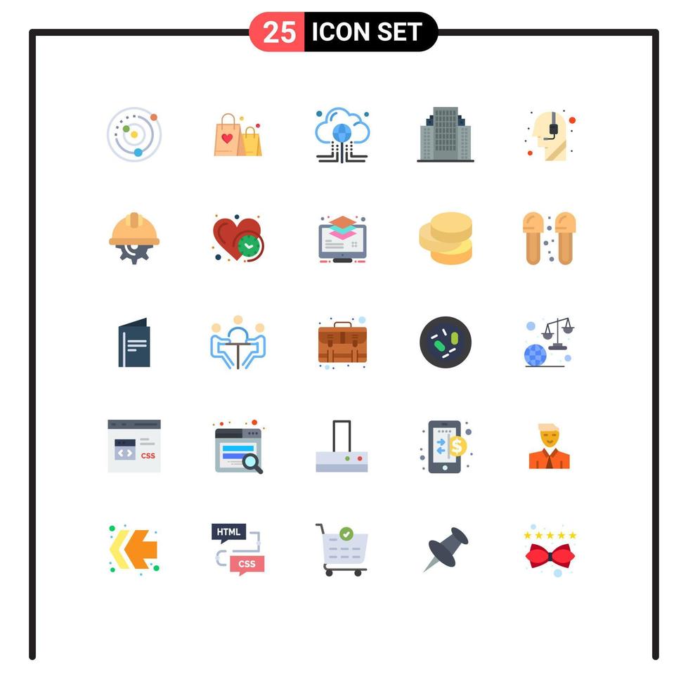 symboles d'icônes universels groupe de 25 couleurs plates modernes d'adresse de mariage d'appartement de société éléments de conception vectoriels modifiables mondiaux vecteur