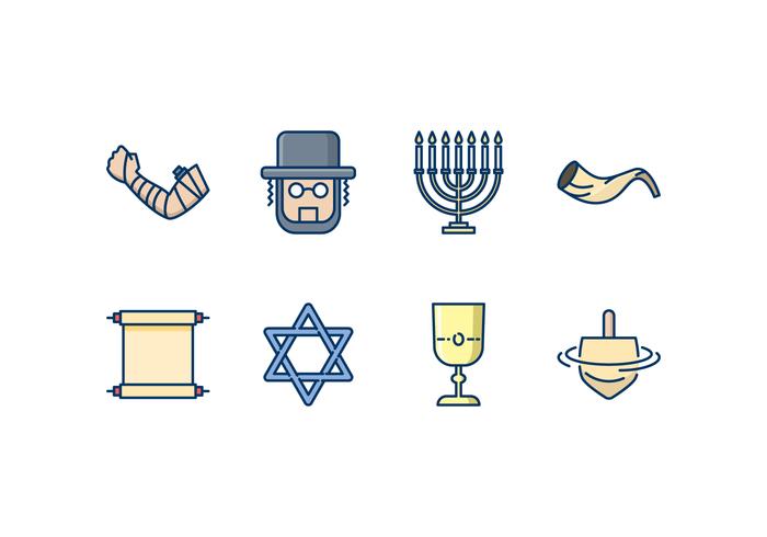 Ensemble d'icônes juives vecteur