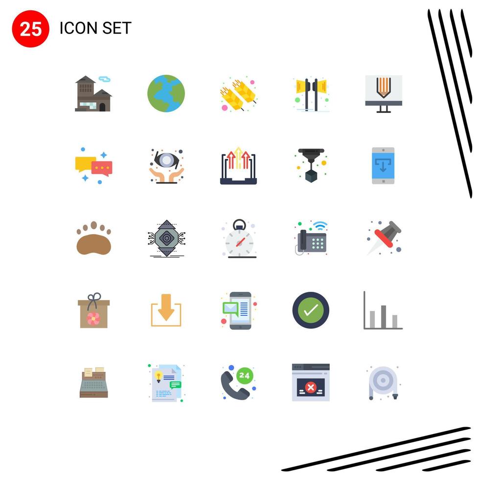 25 icônes créatives signes et symboles modernes de codage des éléments de conception vectoriels modifiables du haut-parleur de la fête de la ferme vecteur