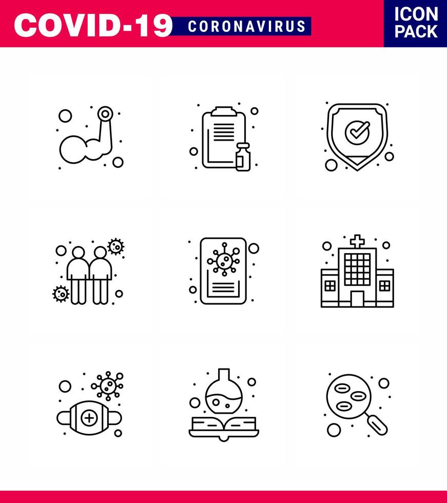 icônes de sensibilisation au coronavirus icône de 9 lignes virus corona lié à la grippe tels que les émetteurs rapport de propagation sécurité du coronavirus coronavirus viral 2019nov éléments de conception de vecteur de maladie