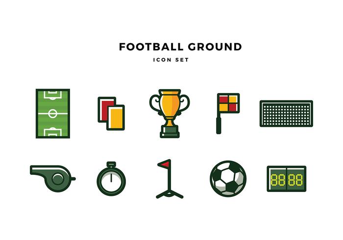 Football Ground Icon Set Free Vector