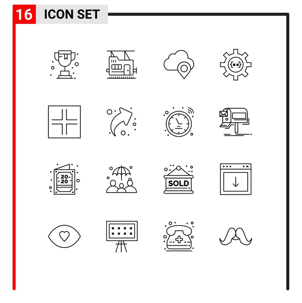 pack de 16 contours créatifs de signes flèches processus de broche développer des éléments de conception vectoriels modifiables vecteur