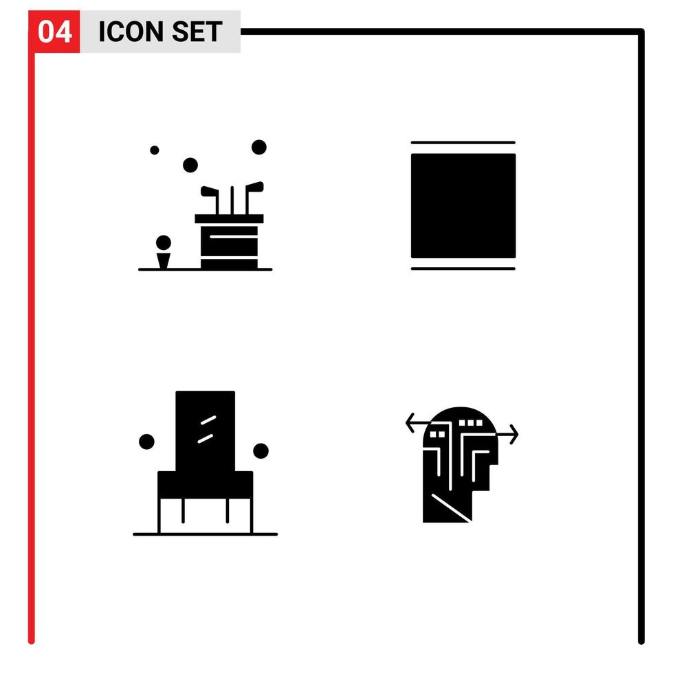 4 glyphes solides vectoriels thématiques et symboles modifiables du jeu de chaise de sac instagram éléments de conception vectoriels modifiables intérieurs vecteur