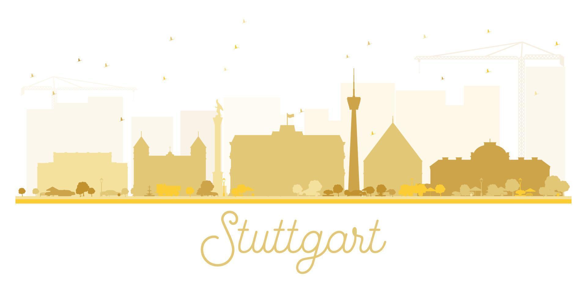 silhouette dorée sur les toits de la ville de stuttgart. vecteur
