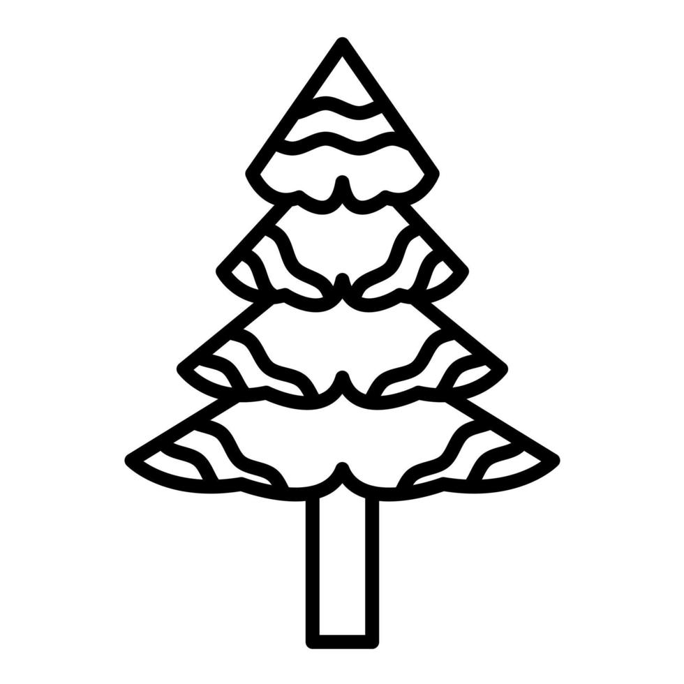 L'icône de la ligne des arbres couverts de neige vecteur