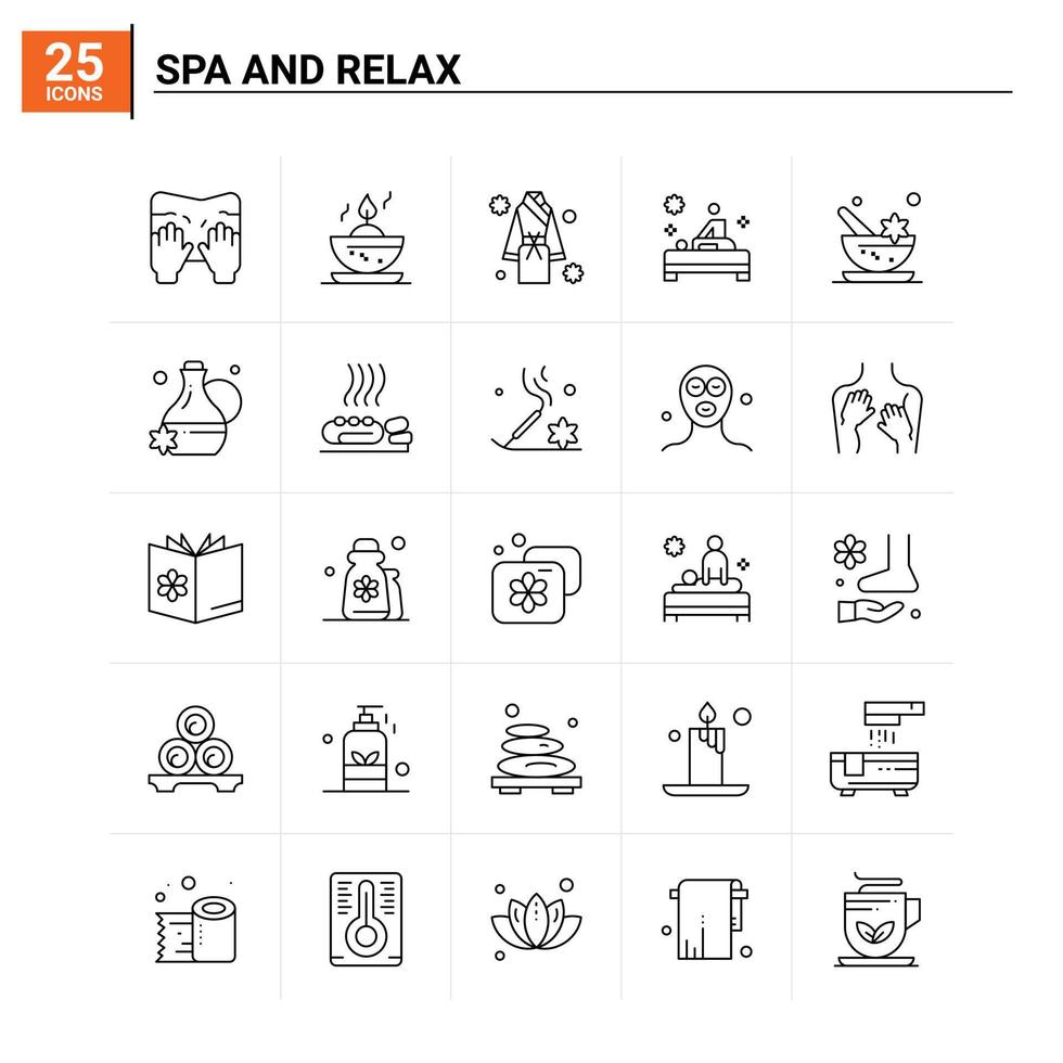 25 spa et relax icon set vector background