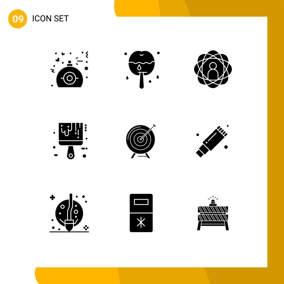 9 icônes créatives signes et symboles modernes des capacités de l'outil cible compétences en peinture éléments de conception vectoriels modifiables vecteur