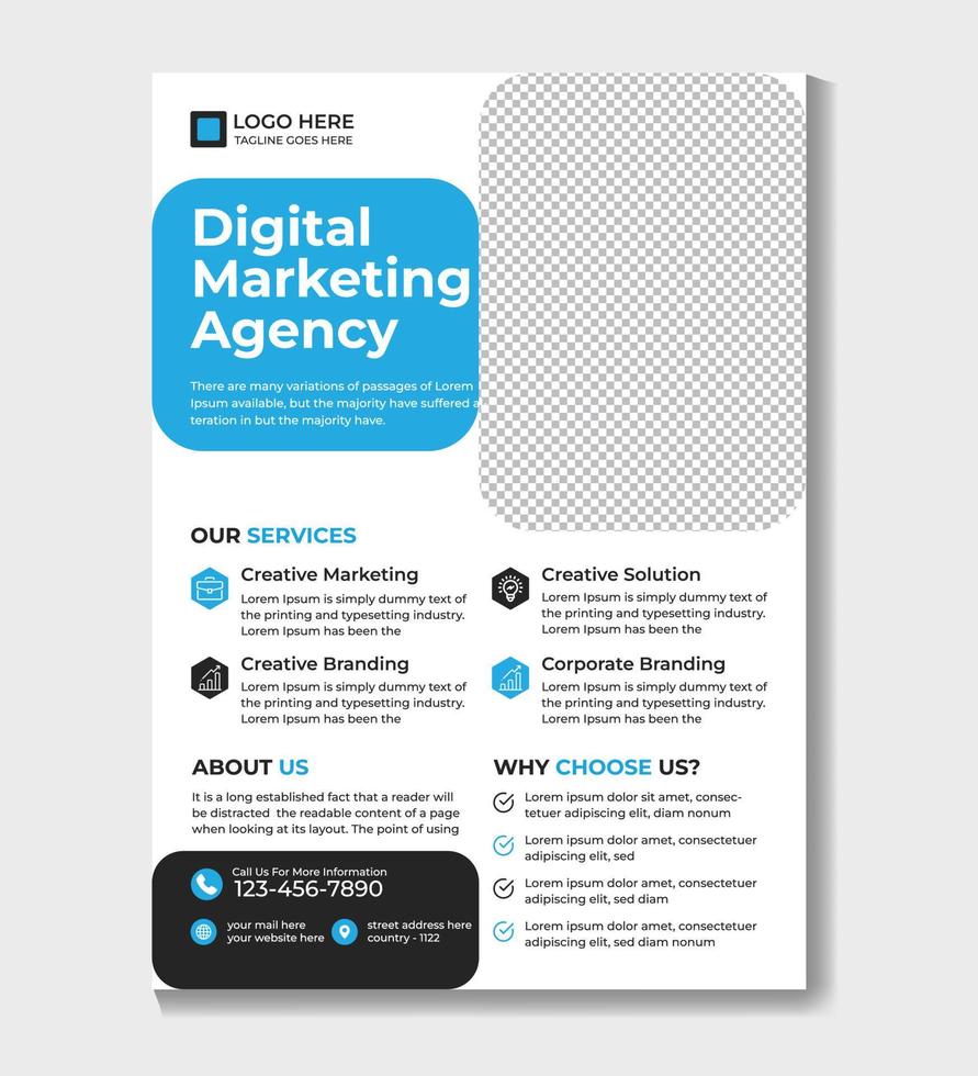 agence de marketing numérique et modèle de conception de flyer d'entreprise design pro vecteur