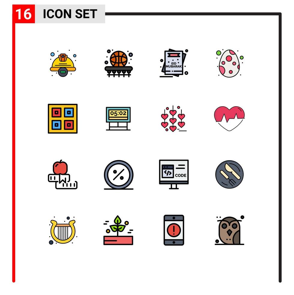 ensemble de 16 symboles d'icônes d'interface utilisateur modernes signes pour la page de jeu de décoration d'oeuf eid éléments de conception de vecteur créatif modifiables
