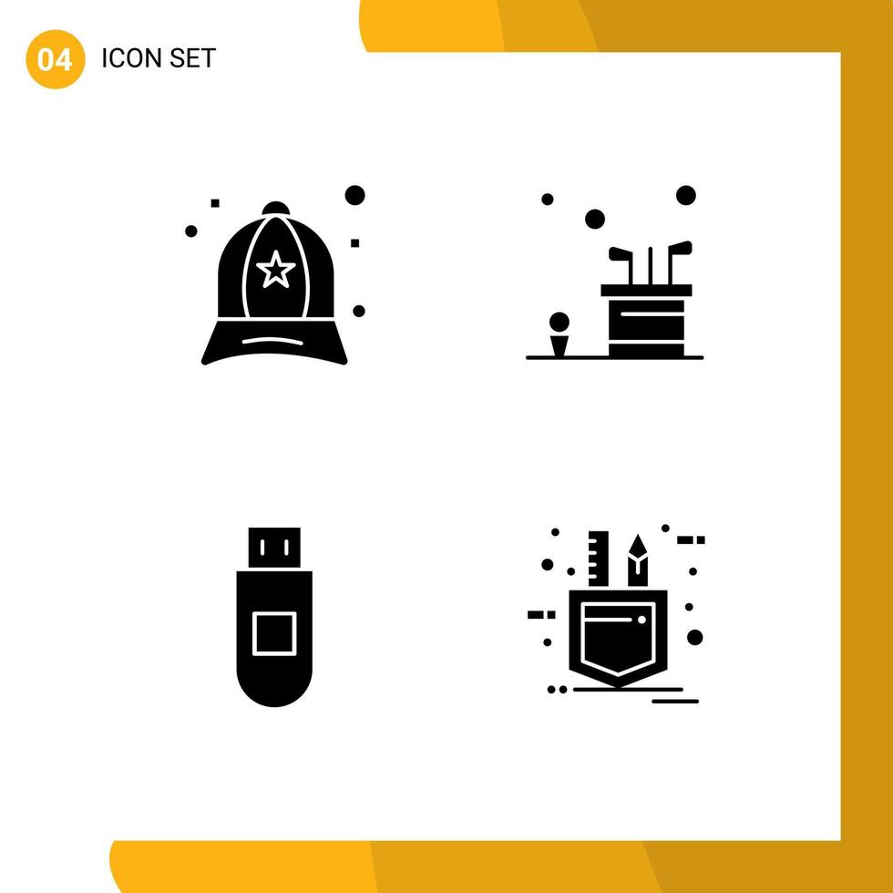 glyphes solides vectoriels thématiques et symboles modifiables d'accessoires données de golf de mode usb éléments de conception vectoriels modifiables vecteur