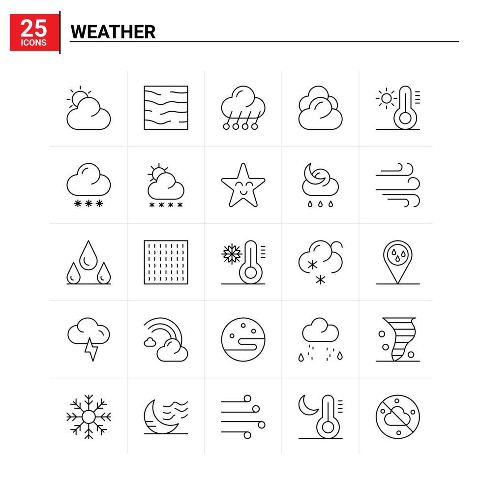 25 icônes météo définies fond vectoriel