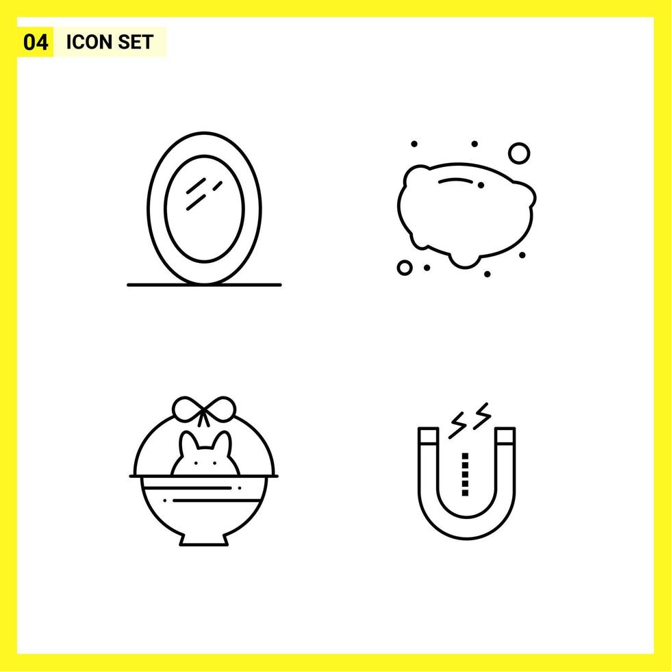 4 jeu d'icônes symboles de ligne simple signe de contour sur fond blanc pour les applications mobiles de conception de site Web et les médias imprimés vecteur
