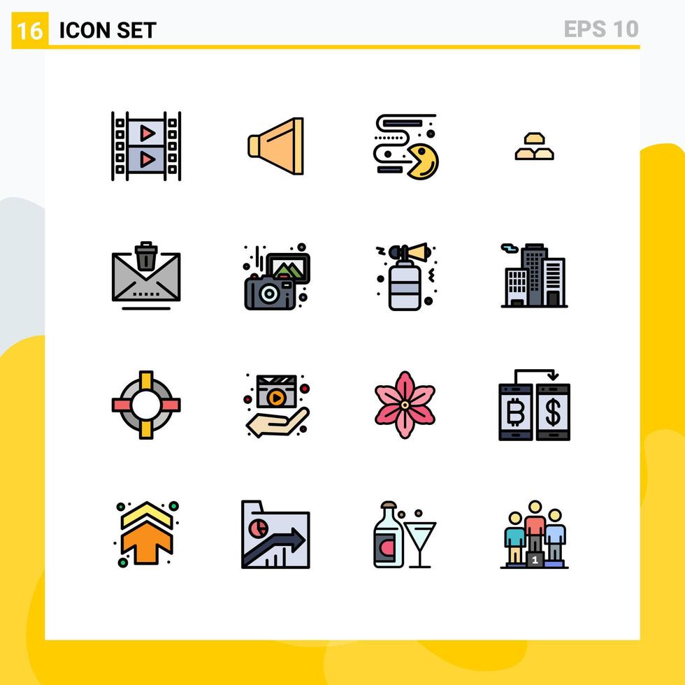 16 icônes créatives signes et symboles modernes du fonds de revenus des jeux d'intérêt par e-mail éléments de conception vectoriels créatifs modifiables vecteur