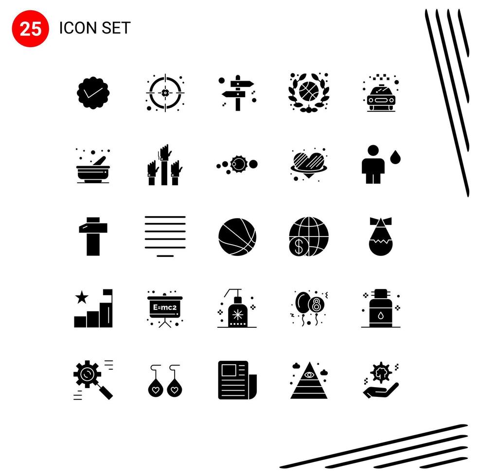 ensemble de 25 symboles d'icônes d'interface utilisateur modernes signes pour service taxi voiture d'affaires basket-ball éléments de conception vectoriels modifiables vecteur