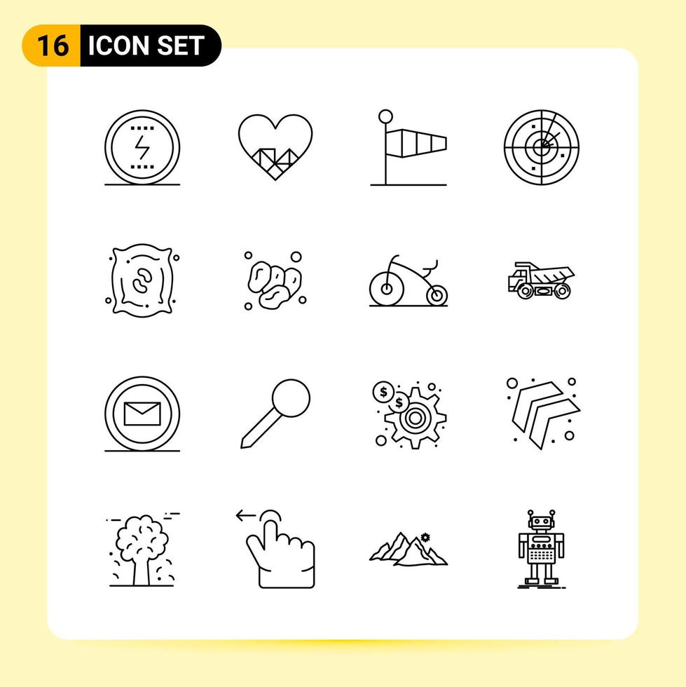 16 icônes créatives pour la conception de sites Web modernes et des applications mobiles réactives 16 symboles de contour signes sur fond blanc pack de 16 icônes vecteur