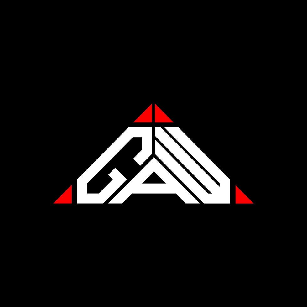 création de logo de lettre gaw avec graphique vectoriel, logo gaw simple et moderne en forme de triangle rond. vecteur