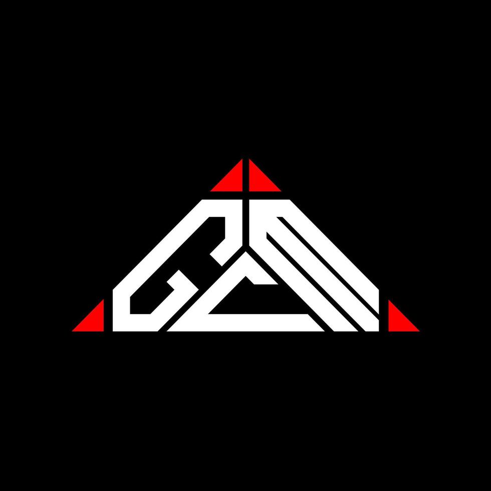 conception créative du logo gcm letter avec graphique vectoriel, logo gcm simple et moderne en forme de triangle rond. vecteur
