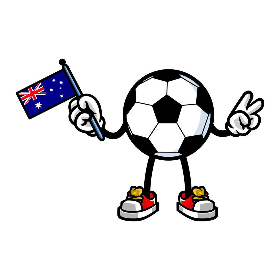 mascotte de football football tenant le drapeau australien vecteur