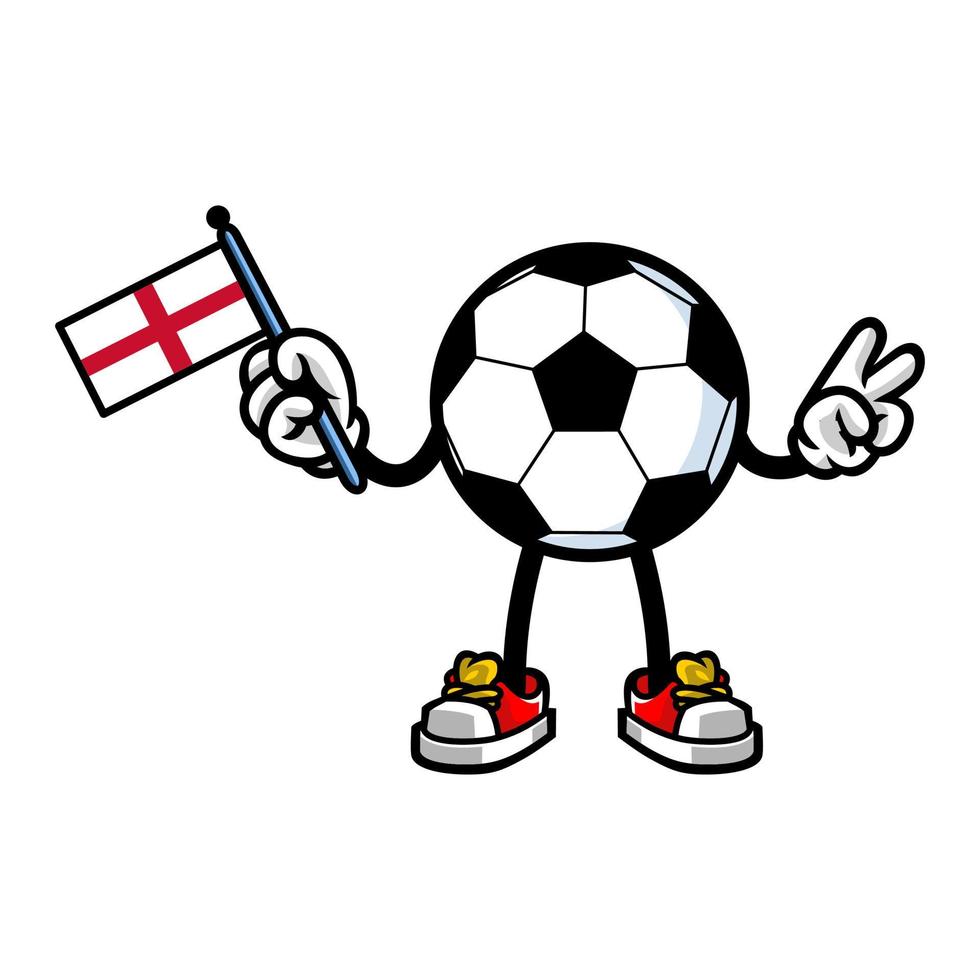 mascotte de football football tenant le drapeau de l'angleterre vecteur