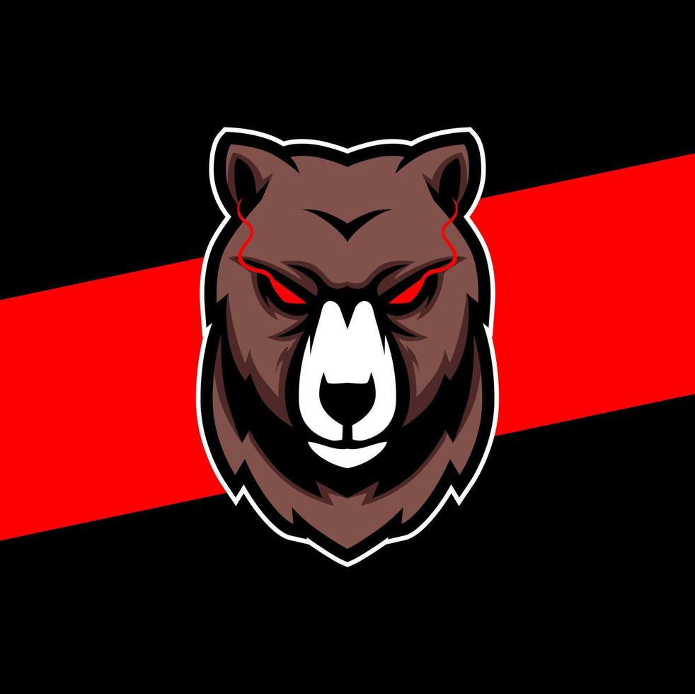 tête grizzly en colère, création de logo mascotte esport pour joueur et sport vecteur