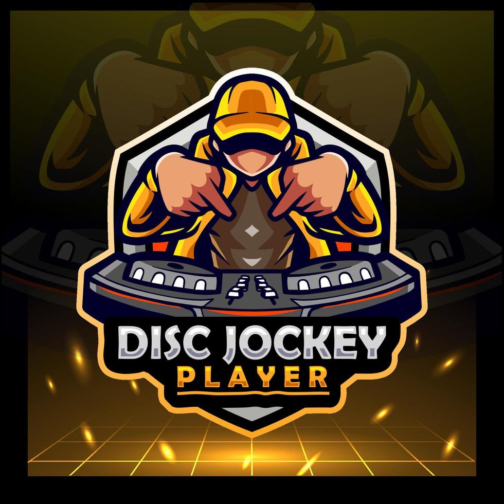 mascotte de disc-jockey. création de logo de sport électronique vecteur