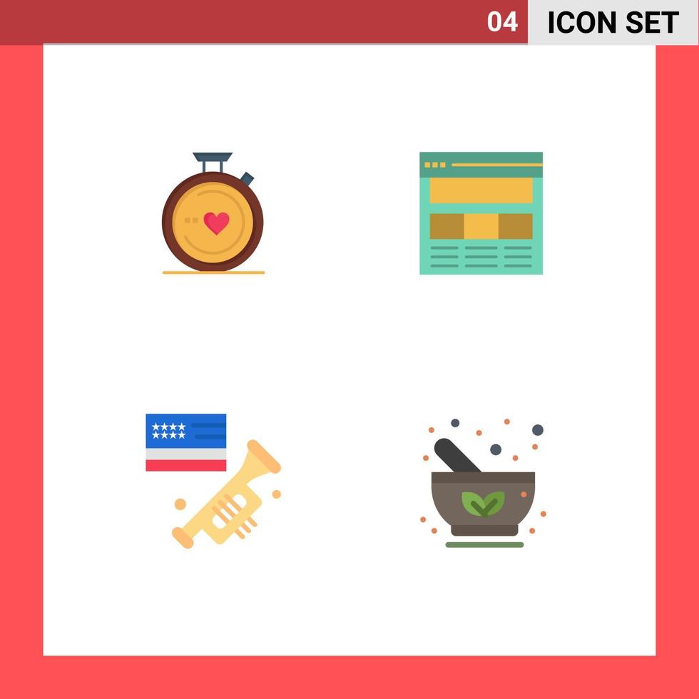 4 icônes plates vectorielles thématiques et symboles modifiables de l'interface de mariage du drapeau de la boussole laud éléments de conception vectoriels modifiables vecteur