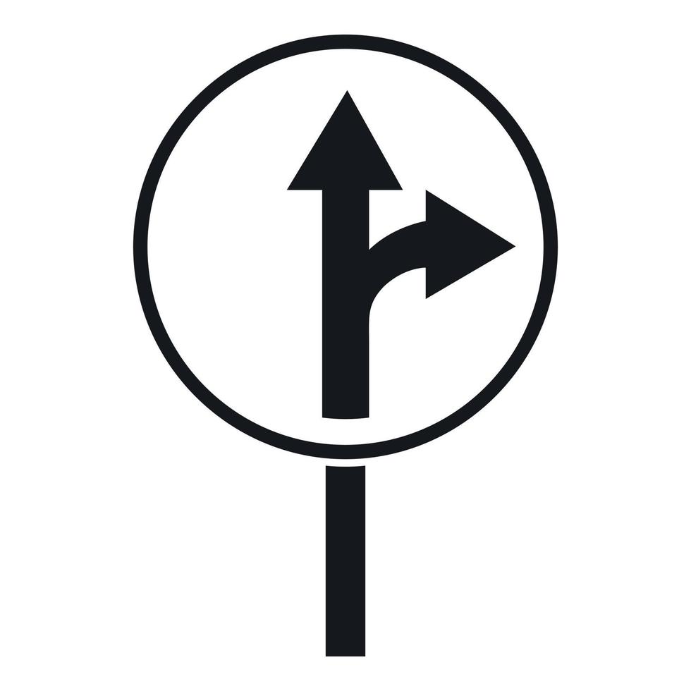 icône de panneau de signalisation tout droit ou à droite vecteur