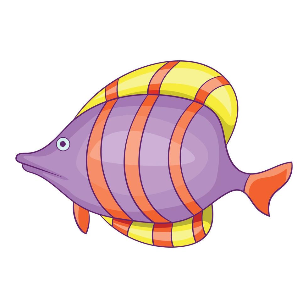 poisson violet avec icône à rayures rouges, style cartoon vecteur