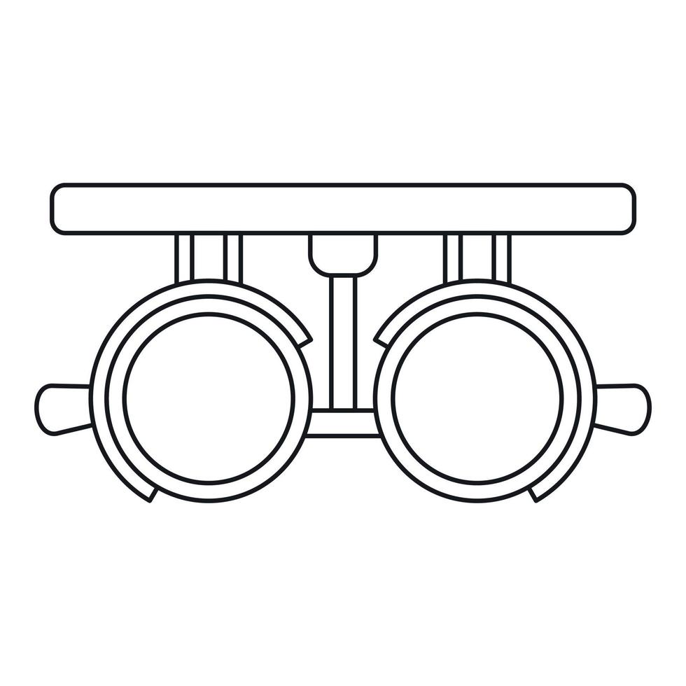 icône de cadres de lentille d'essai, style de contour vecteur