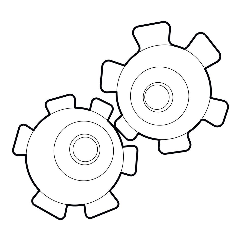 icône de roue dentée, style de contour vecteur