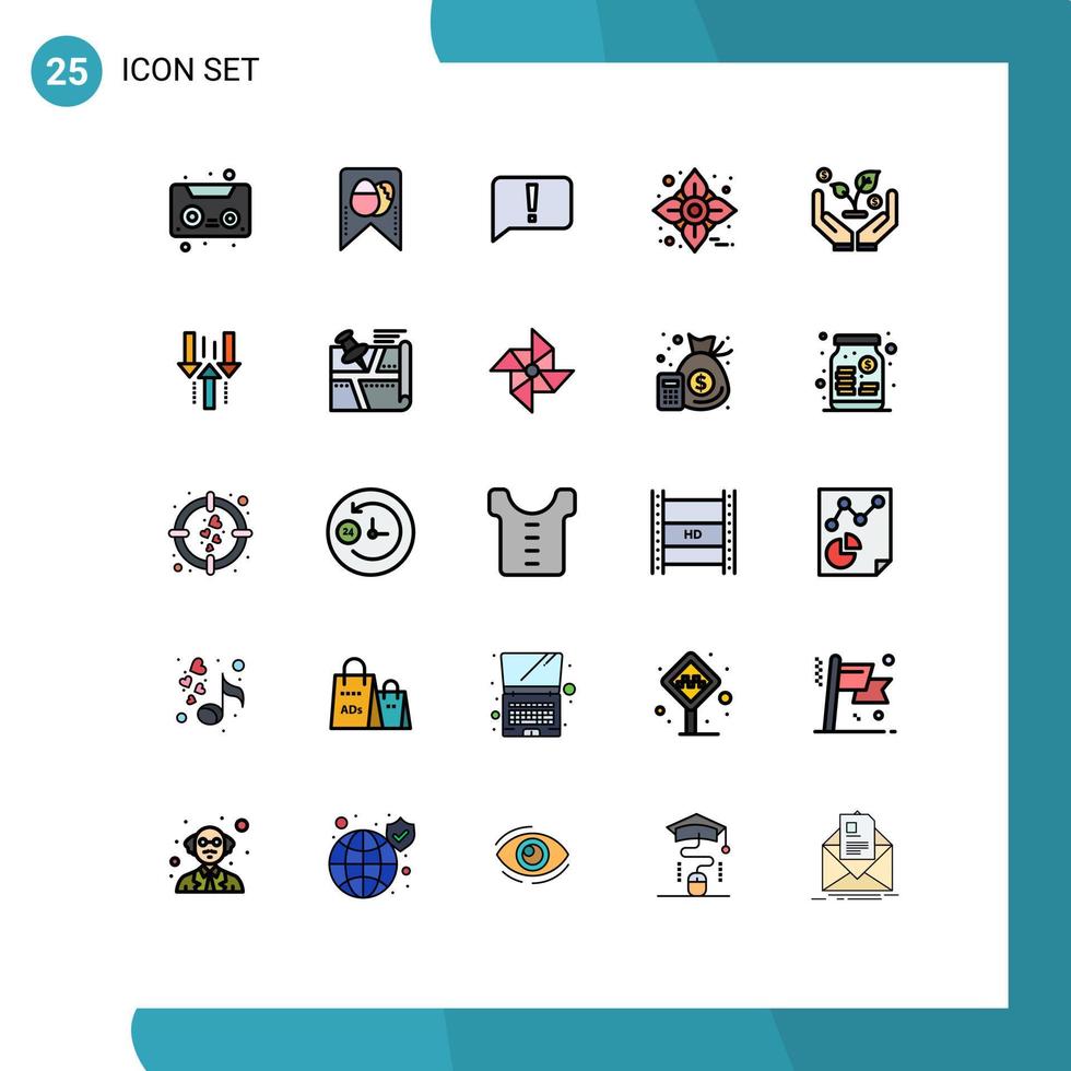 interface mobile ligne remplie couleur plate ensemble de 25 pictogrammes de flèche investir des éléments de conception vectoriels modifiables de fleur de finance de base vecteur