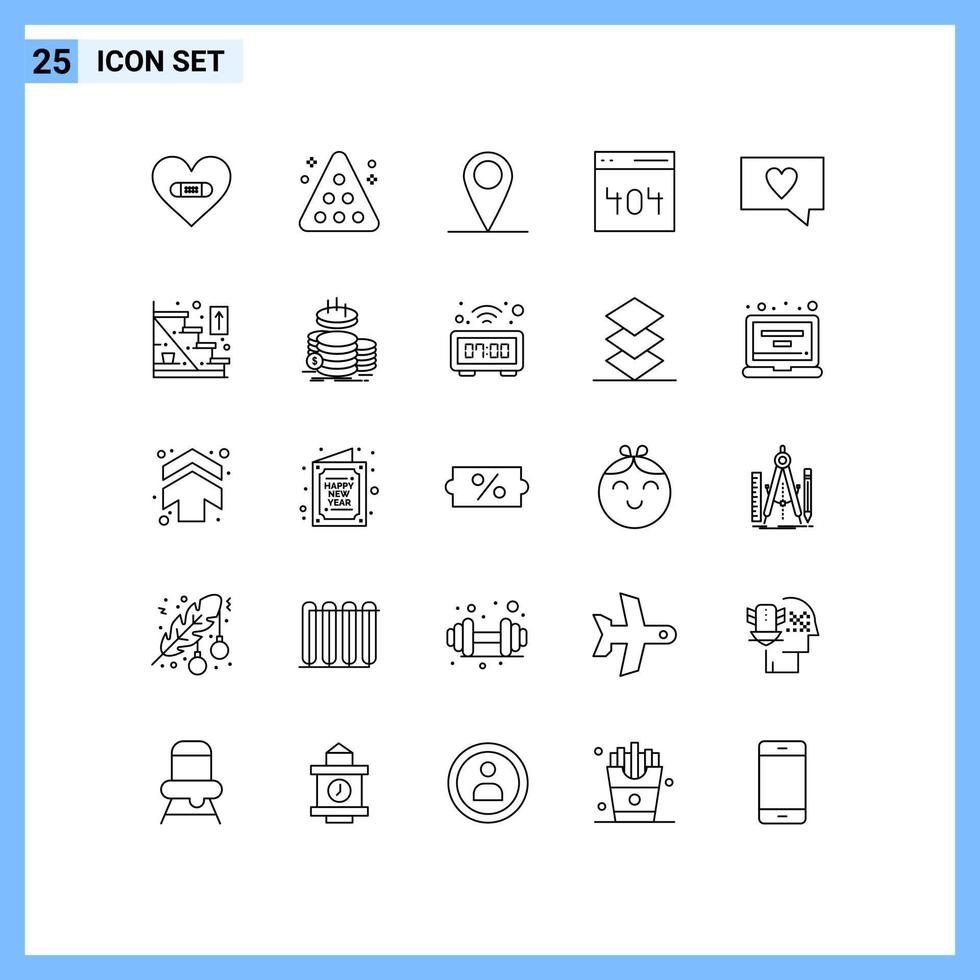 groupe de 25 lignes modernes définies pour l'interface utilisateur broche de communication snooker éléments de conception vectoriels modifiables vecteur