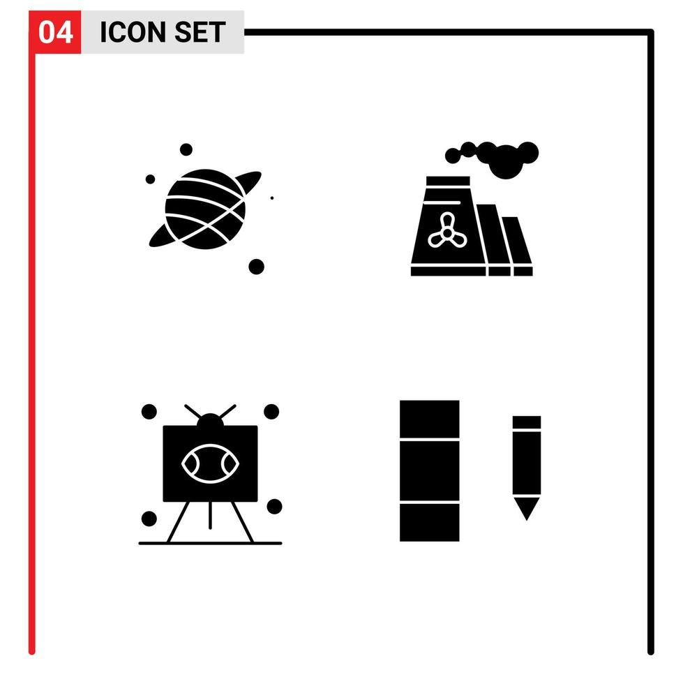 pack de lignes vectorielles modifiables de glyphes solides simples d'éléments de conception vectoriels modifiables de télévision de fumée d'usine de rugby d'astrologie vecteur