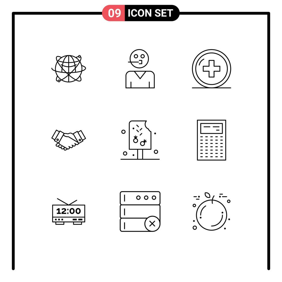 ensemble moderne de 9 contours et symboles tels que l'accord médecine personnes santé médicale éléments de conception vectoriels modifiables vecteur