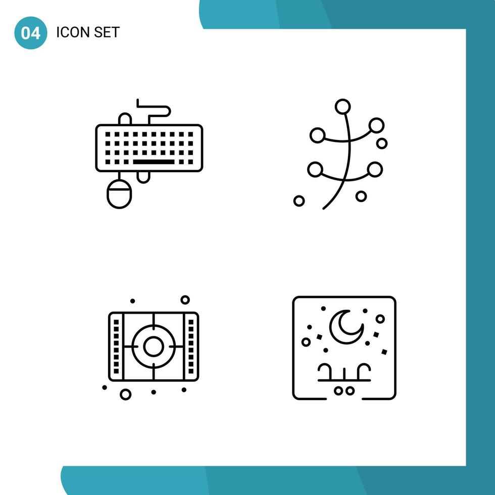 pack vectoriel de 4 icônes de style de ligne de symboles de contour sur fond blanc pour le web et mobile fond de vecteur d'icône noire créative